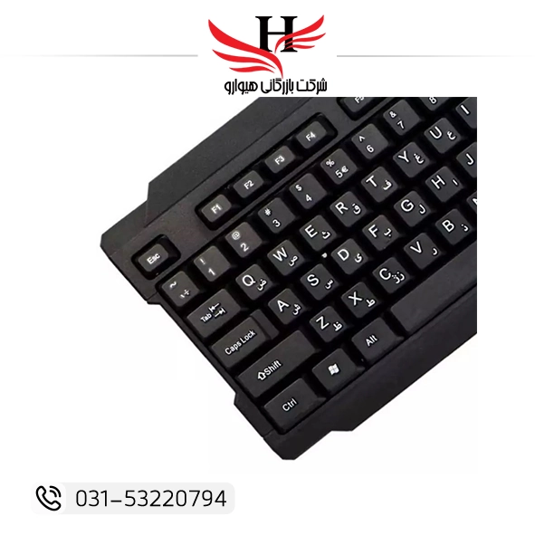 کیبورد سیم دار ایکس پی XP-8600E با حروف فارسی حک شده و اتصال USB مناسب استفاده اداری و خانگی